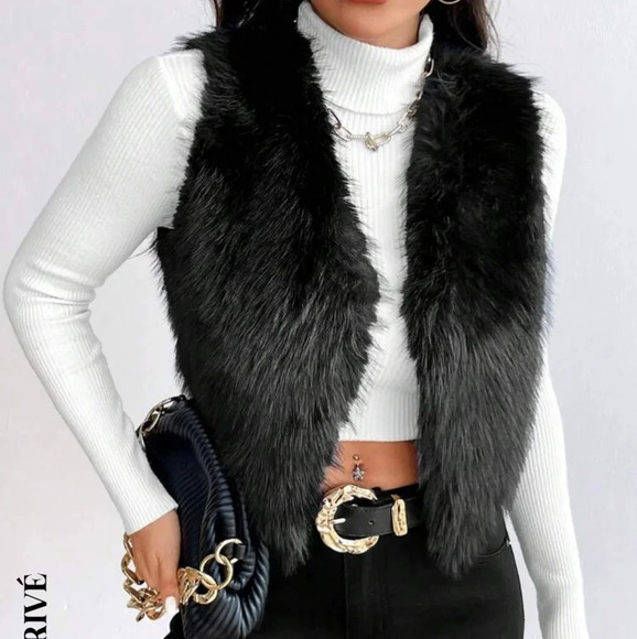 Open Front Fuzzy Vest Coat - Picture 3 of 6